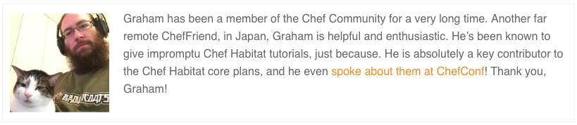Screenshot from Chef’s blog post about the award